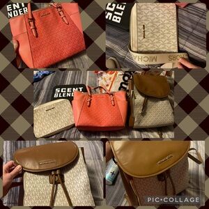 Michael Kors Coral and Brown Tote